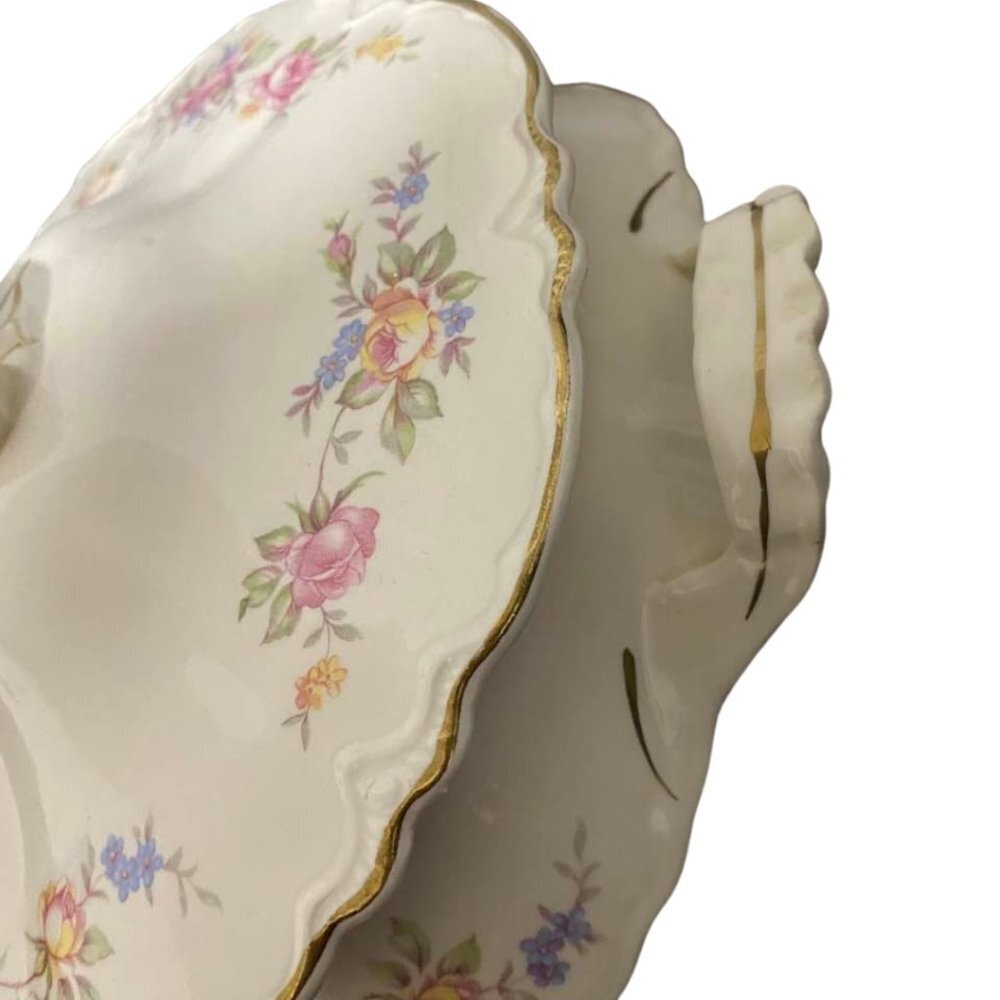 Vintage 1947 Homer Laughlin Oval Rose Tureen Casserole Dish - Picture 4 of 14